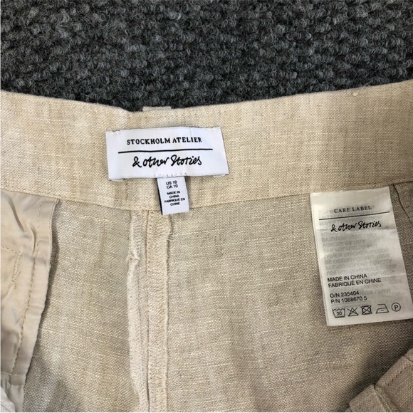 & other stories 100% linen pants size 10 with front pockets and one back pocket - Picture 3 of 11